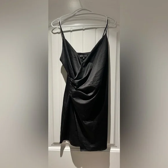 dynamite black satin dress Satin Mini Tube Dress With Scarf Black